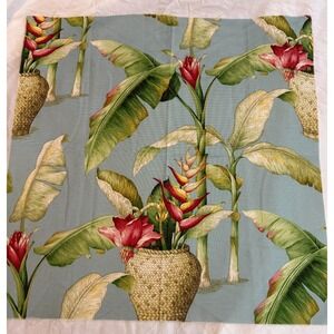 New Jungle on Blue Tropical Plants Fabric 25"x 25" Remnant Sample Quality Design